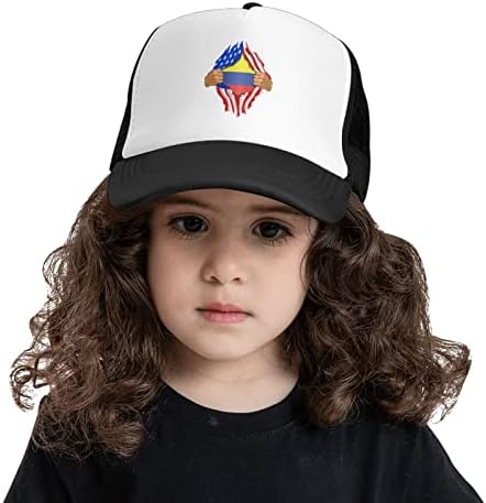 Bolufe U.S. וקולומביה דגלים את כובע הבייסבול לילדים, יש פונקציה נושמת טובה, נוחות טבעית ונושמת