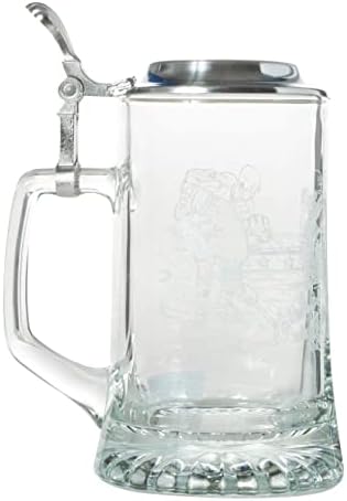הוקי קרח זכוכית עיצוב חרוט בירה שטיין עם מכסה מתכת ומעלית אגודל