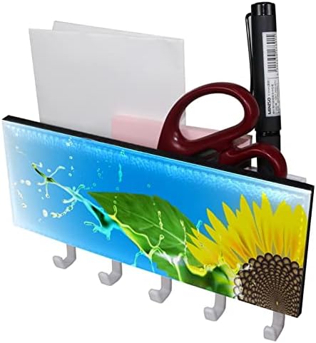 צבעי מים חמניות מפתח מחזיק עבור קיר עם דואר ארגונית, עצמי דבק מפתח מתלה עם 5 ווים, דקורטיבי בית תפאורה לכניסה