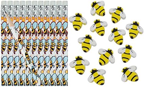 עפרונות דבורים דבורים ומחקים- סט חתיכות 24
