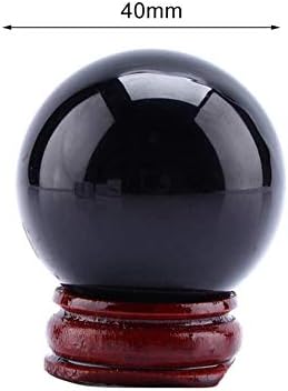 טבעי קריסטל כדור, שחור אובסידיאן קריסטל כדור דקורטיבי כדור הגדת עתידות כדור עם מעמד עץ
