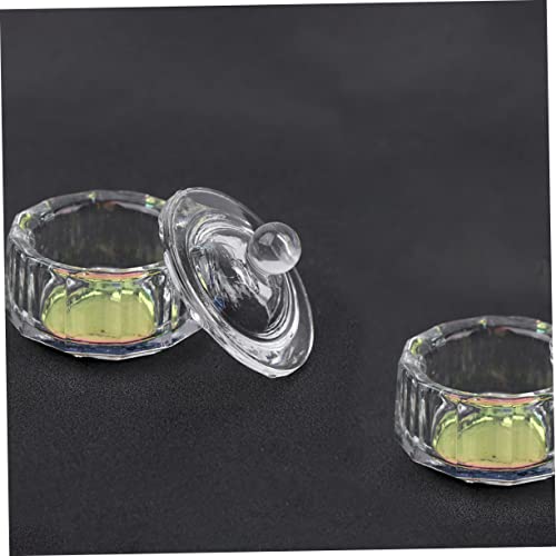 3 יחידות נייל אמנות קריסטל כוס מיני מנומר צלחת נייל נוזלי מנות מניקור כוסות לציפורניים זכוכית מכולות