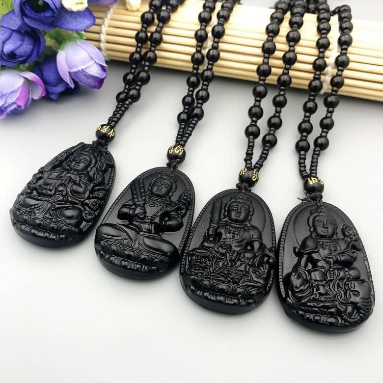 אובסידיאן אבן בודהה חרוזים שרשרת שרשרת לחקות ירקן בודהיזם תכשיטי לנשים גברים להגן על מזל שרשרת