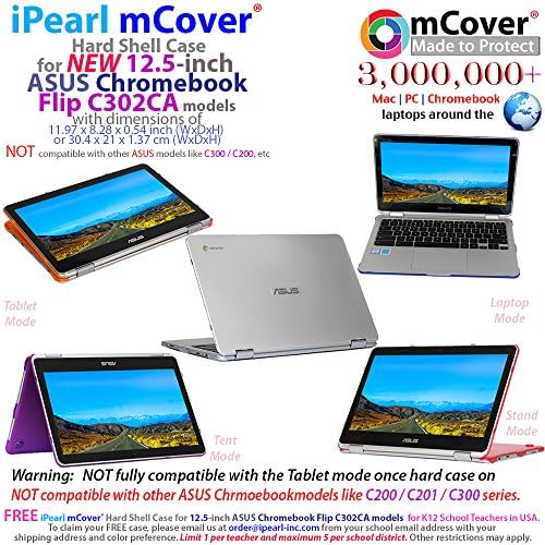 מארז פגזים קשה של McOver ipearl עבור מחשב נייד סדרת Chromebook Asus 12.5 אינץ '.