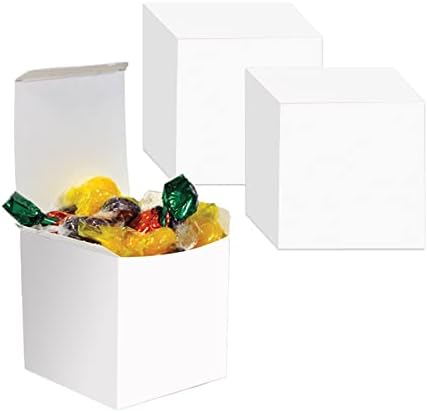 Beistle 9 חתיכה 3.25 קופסאות טובות של מסיבה לבנה בצורת מרובע לימי הולדת, קבלות פנים לחתונה, מקלחות לתינוקות,