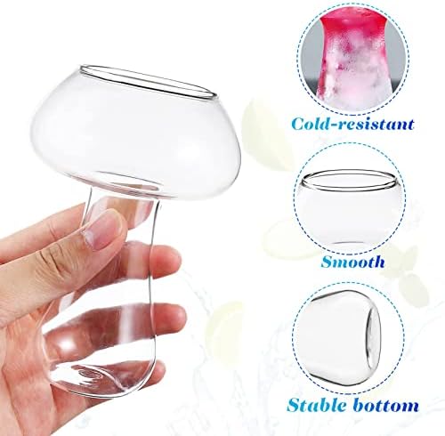 Cabilock Martini Tumbler זכוכית צלולה פטריות כוס כוס כוס כוסות שתייה כוסות ספל פטריות צורת קוקטייל