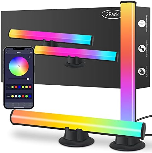 FIRACER סורגי תאורת LED חכמים, RGB תאורת אווירה אורות משחק אורות עם בקרת אפליקציות אלחוטיות ו -4 מצבי