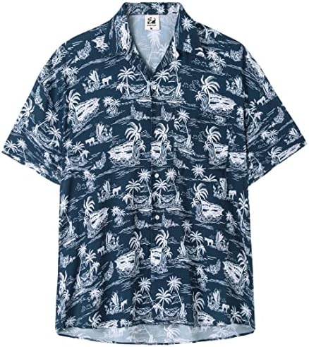 לגלוש דודן גברים של הוואי חולצות קצר שרוול למתוח מזדמן אלוהה חולצה חופשת גברים טרופי כפתור למטה חוף חולצות