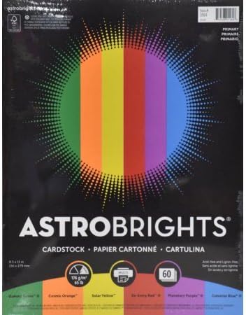 Astrobrights CardStock 8.5 X11, 60 עמודים ראשוניים