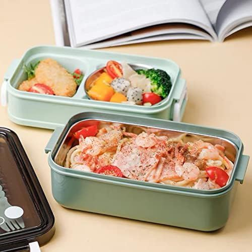 FSUYA BENTO קופסת ארוחת צהריים-2 ב -1 קופסת ארוחת צהריים אל חלד מוגנת דליפה רב-תכליתית 3 תאים מיכלי מזון מבוגרים
