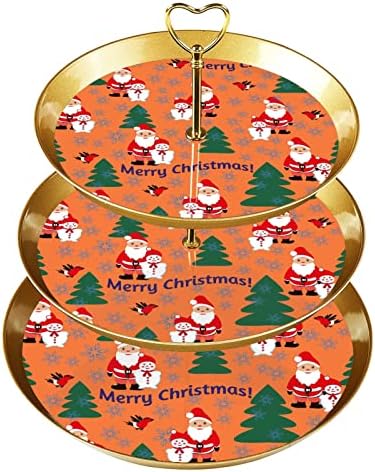 Dragonbtu 3 דוכן קאפקייקס שכבה עם מוט זהב מוט פלסטיק קינוח מגד מגדל חג המולד סנטה קלאוס עץ שלג איש פירות תצוגת