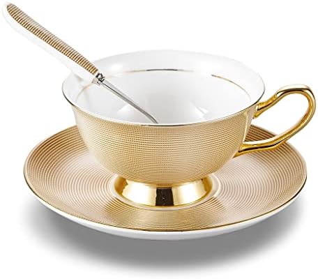 פס זהב Zhuhw סגנון אירופי סין סין חרסינה קפה כוס קרמיקה קרמיקה אחר הצהריים כוס תה עם צלוחית וכף