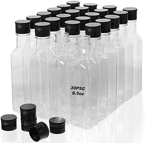 30 חתיכות חם רוטב בקבוקי 8.5 עוז פלסטיק שמן בקבוקים למטבח קטן ברור בקבוקים עם כובעי לשימוש חוזר סירופ
