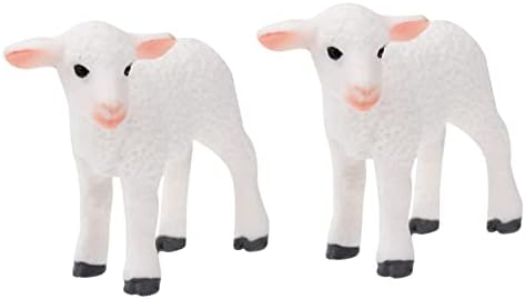 Veemoon 2PCS קישוט כבש שולחן עבודה שולחן עבודה עיזים פסלוני כבשים צלמיות כבש פסל חוות פסלוני בעלי חיים