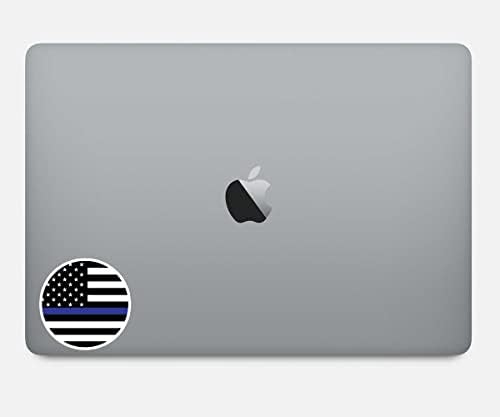 דגל כחול דק דגל אמריקאי מדבקה עגולה חזרה למדבקות הכחולות - מדבקות מחשב נייד - מדבקות ויניל 2.5 אינץ