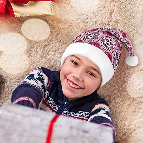 ורוד סוכר גולגלות קטיפה חג המולד כובע שובב ונחמד סנטה כובעי עם קטיפה ברים ונוחות אוניית חג