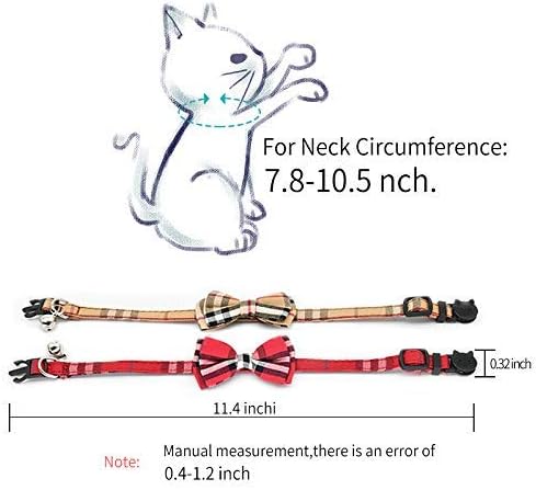 דייקסי חתול צווארון, הבדלני עם חמוד עניבת פרפר ופעמון עבור קיטי וכמה גורים, מתכוונן מ 7.8-10.5 אינץ