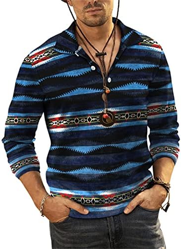 כפתור דש לגברים שרוול ארוך סווטשירט סוודר סוודר 3D מודפס חולצה חולצה נוחה חולצה מזדמנת אופנה רופפת
