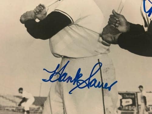האנק סאואר ווילי מייס חתמו חתימה על חתימה 8x10 תמונה בייסבול PSA COA - תמונות MLB עם חתימה