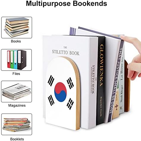 דרום קוריאה דגל לוגו ציור עץ סוף ספרים דקורטיבי ללא החלקה ספר סוף 1 זוג 7 * 5 אינץ