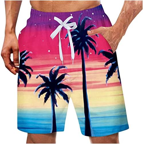 מכנסיים קצרים בהוואי של Wenkomg1, מכנסי שחייה גרפיים טרופיים שרוך מותניים אלסטיים גזעים גזעים חליפת