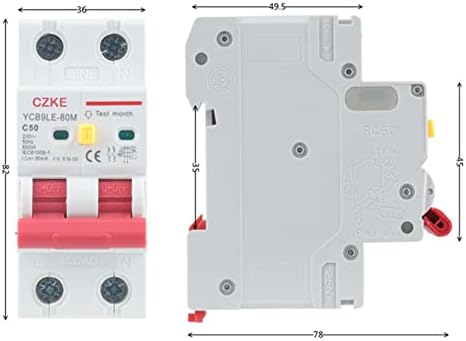 BNEGUV 2P 230V RCBO MCB 30MA מפסק זרם זרם שיורי עם הגנה על זרם יתר והדליפה 6-63A YCB6HLN-63 פלוס