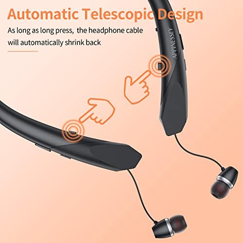 אוזניות Bluetooth של פס צוואר, אוזניות Bluetooth עם מיקרופונים ומתקשר לרטט ספורט אטום הזעה, סטריאו