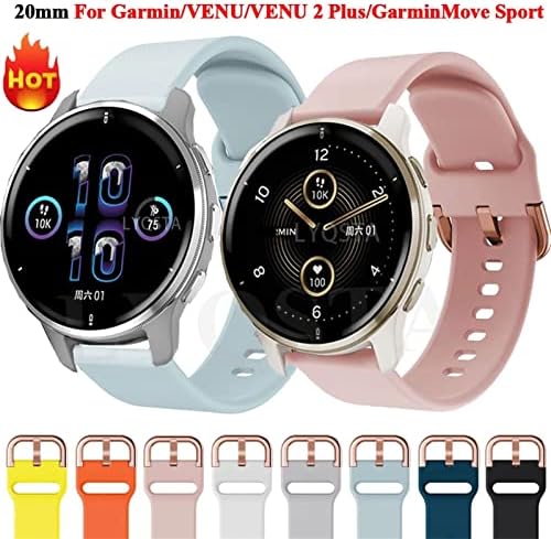 רצועת שעון סיליקון של Eksil עבור Garmin Venu/SQ/Venu2 Plus/Forerunner 245 645 Garminmove Sport צמיד צמיד 20