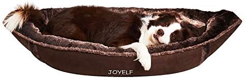 Joyelf מיטת כלבים גדולה עם כיסוי נשלף נשלף, ספינת פיראטים חמודה מחממת מיטת חיבוק חתולים, בננה קטיפה מיטת