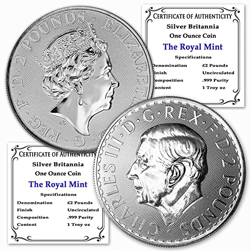 2023 מגרש של מטבעות בריטניה בריטניה בריטית של 1 גרם על ידי המנטה המלכותית המבריקה ללא מחזור עם תעודות