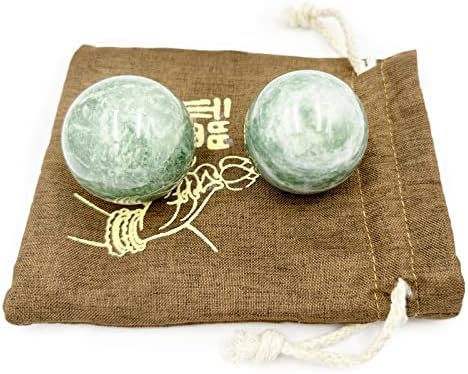 2 טבעי ירקן ירוק ודינג כדורי עם נרתיק נשיאה יד כדורי בריא מתח כושר כדור סיני כושר מתח כדור מלאכת יד אוסף