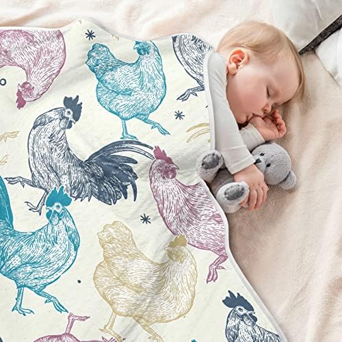 שמיכת עוף שמיכת עוף שמיכה כותנה לתינוקות, קבלת שמיכה, שמיכה רכה קלה משקל עריסה, טיולון, שמיכות