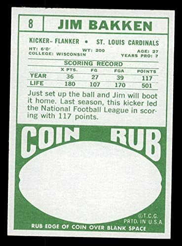 1968 Topps 8 Jim Bakken St. Louis Cardinals-FB NM קרדינלס- FB