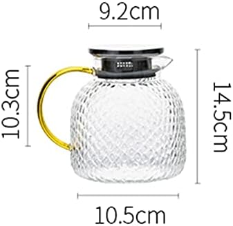 קנקן זכוכית אלונצ'ק קנקן זכוכית עם מכסה כד מים קרים, 1300 מל מושלם לתה ומיץ תוצרת בית תוצרת בית ומיץ