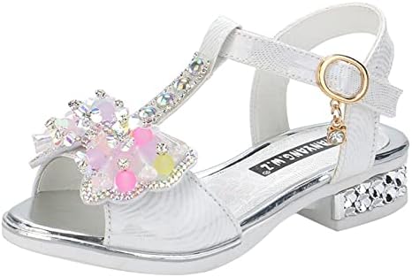 נעלי QVKARW נעלי ילדים סוליות עבות עם סנדלי פרפר יהלומים קיץ בוהן פתוחה לריקוד סטודנט נעלי בלרינה