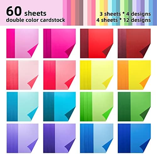 120 גיליונות חבילת נייר צבעונית רב -צבעונית מודפסת קרטון דו צדדי להכנת כרטיסים