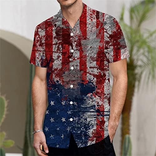 גברים של 4 ביולי חולצות, פטריוטי אמריקאי דגל חולצות לגברים קצר שרוול כפתור למטה באולינג חולצות קיץ חוף חולצה