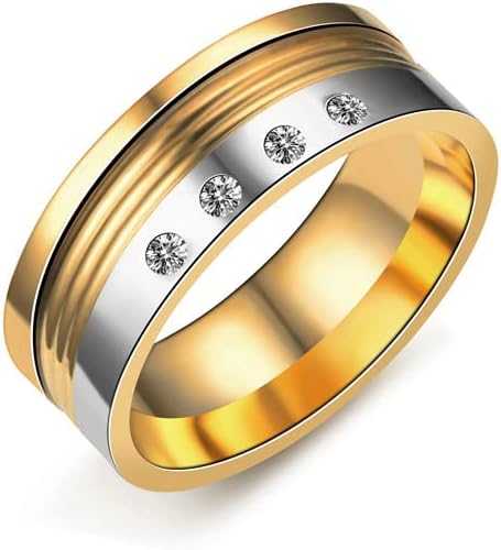 קולסו 8 ממ 316 ליטר טבעות לגברים נשים ארבע קריסטל מסלול טבעת אירוסין טבעת 8 ממ-49354