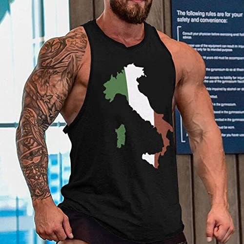 דגל מפה של איטליה גופיות אימון לגברים חולצות שרירים חסרות שרוולים