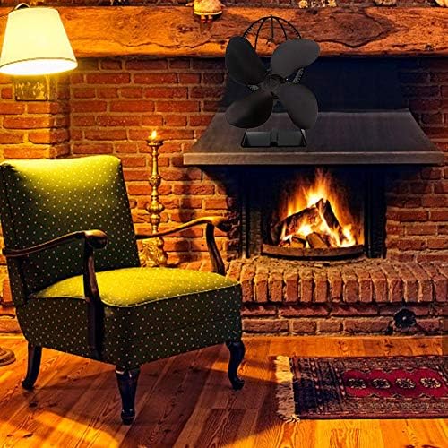 4-להב חום מופעל תנור מאוורר עבור עץ שריפת תנור / יומן צורב / אח פעולה שקטה ידידותית לסביבה ויעיל חום הפצה,1 חבילה