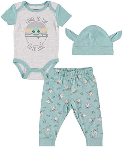 כוכב מלחמת תינוק בני תינוק יודה בגדי 3-חתיכה להגדיר עם תינוק בגד גוף, מכנסיים, וכובע-יילוד ילד