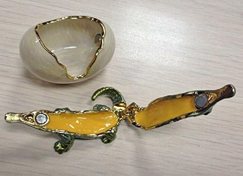 znewlook bejeweweled תנין בבקיעת ביצה תכשיטים תכשיטים תכשיטים תנינים בוקעים מקופסת תכשיטים צירים ביצים