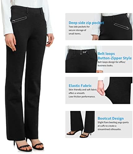 מכנסי שמלת יוגה לנשים Bootcut Worky Works מכנסי משרד עסקים מזדמנים מכנסיים עם 4 כיסים