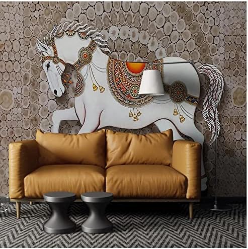 אירופאי יצירתי נובל סוס בצבע עץ קיר טפט סלון ילדים של ילדים חדר שינה קיר בד בית תפאורה קיר כיסוי-450