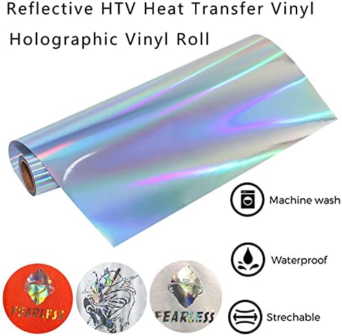 העברת חום הולוגרפית ויניל הולוגרפית HTV גלילי ויניל חבילה 10 אינץ 'x 7 רגל ברזל על ויניל לחולצות טריקו