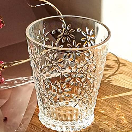 קבילוק 2 יחידות זכוכית שתיית כוסות בציר מובלט מים משקפיים משקאות כוס שתיית משקפיים כוס קפה ספלי פרח תה כוס