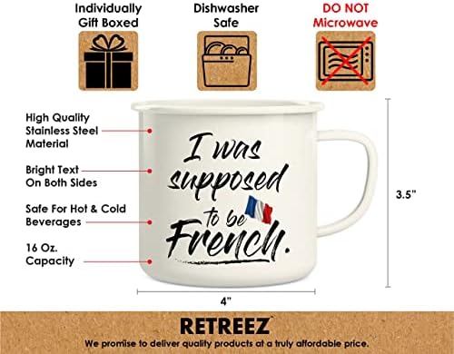 אני הייתי אמור להיות צרפתית צרפת 16 עוז אמייל נירוסטה מתכת קמפינג מדורה קפה ספל - מצחיק סרקזם השראה יום הולדת