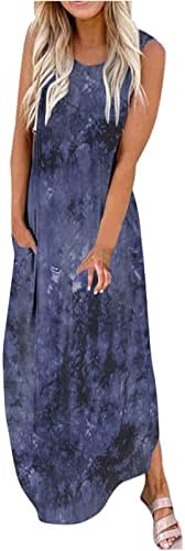 נשים של שרוולים מקרית רופף שמלות קיץ עניבה לצבוע פרחוני מודפס 2023 טרנדי ארוך מקסי שמלות חוף המפלגה