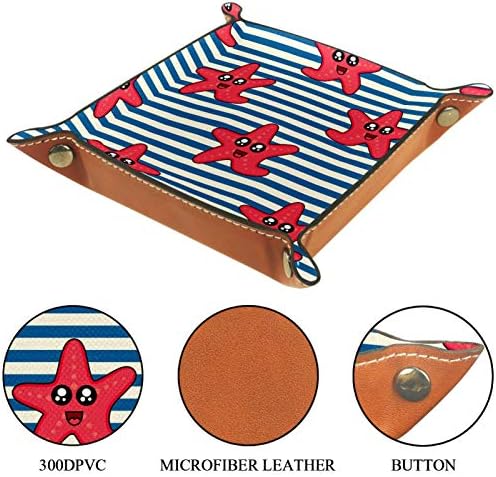 Lyetny Stripe Starfish מארגן מגש אחסון קופסת מיטה מיטה קאדי שולחן עבודה מגש החלפת ארנק מפתח