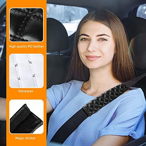 Frienda 4 חתיכות רפידות חגורת בטיחות רכב לחגורת בטיחות לחץ אלסטי רך עמיד נוח עוזר להגן על הצוואר והכתף שלך